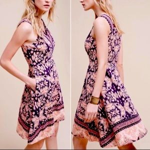 ANTHROPOLOGIE Maeve Cour Royal V-neck Dress 10